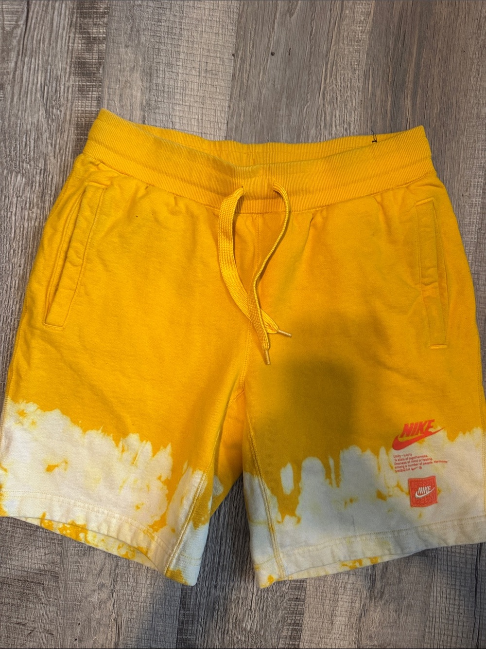 Nike swoosh Men’s Yellow Tie-Dye Athletic Shorts